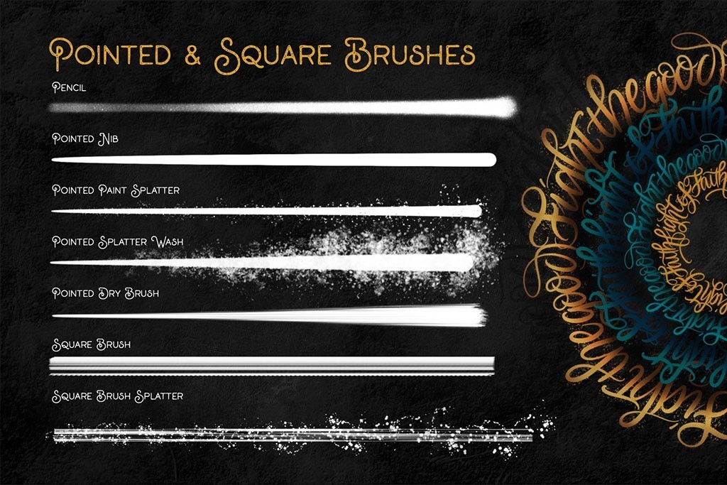 60+Procreate哥特体板写笔刷